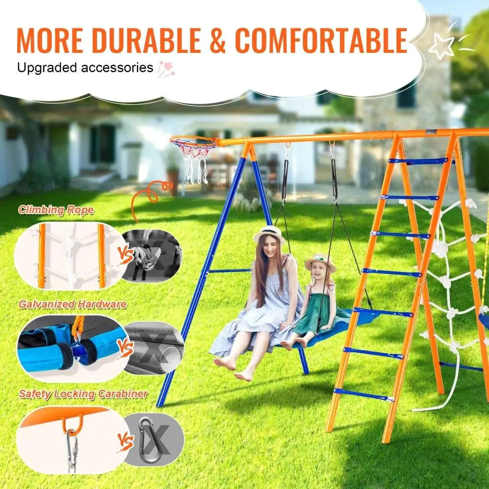 Swing Set, 440lbs Capacity, Heavy Duty Metal