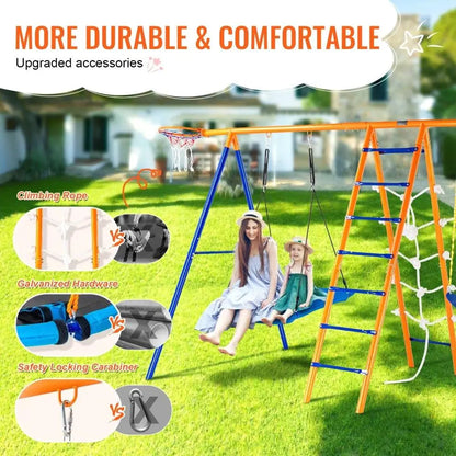 Swing Set, 440lbs Capacity, Heavy Duty Metal