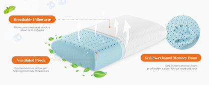 Standard Memory Foam Pillows, Ventilated, Cooling with Removable Washable Cover
