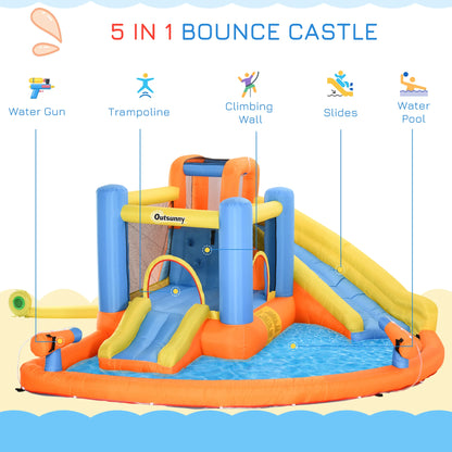 Inflatable Water Park, Trampoline, Slide, Outdoor, Sprinkler, Target Games, Water Gun, Blower