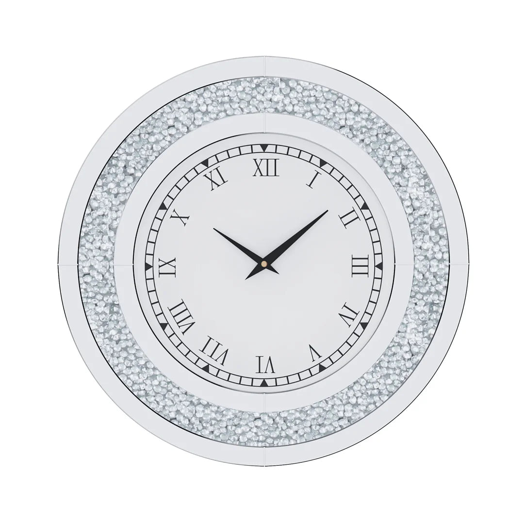 3D Wall Clock, Large Diamond Crystal, Roman Numerals