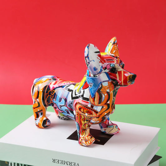 Nordic Art Graffiti Corgi Dog, Creative, Resin