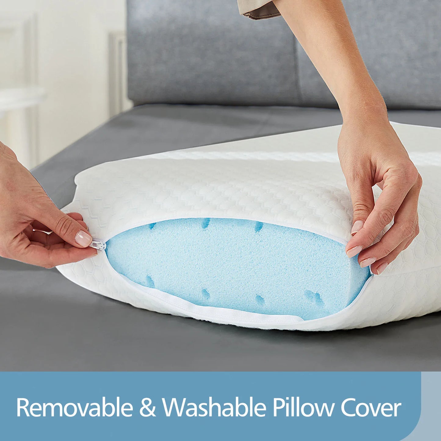 Standard Memory Foam Pillows, Ventilated, Cooling with Removable Washable Cover