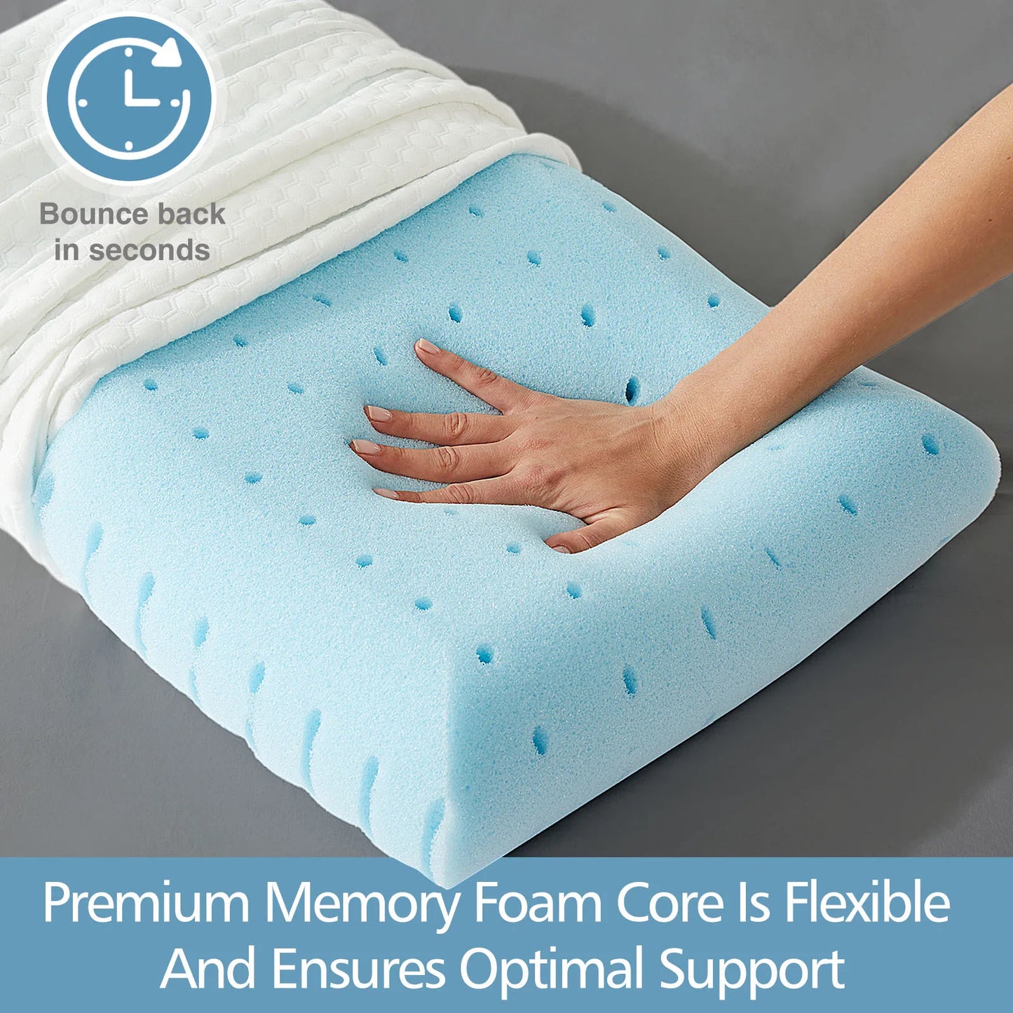 Standard Memory Foam Pillows, Ventilated, Cooling with Removable Washable Cover