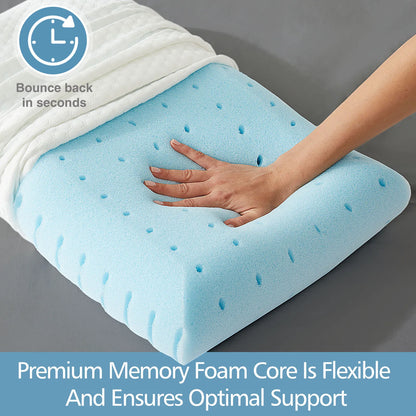 Standard Memory Foam Pillows, Ventilated, Cooling with Removable Washable Cover