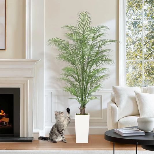 4'/5'/6' Artificial Palm Tree, Faux Areca Palm, Lifelike Palm Leaves, Realistic Trunk, Indoor
