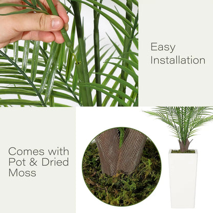 4'/5'/6' Artificial Palm Tree, Faux Areca Palm, Lifelike Palm Leaves, Realistic Trunk, Indoor