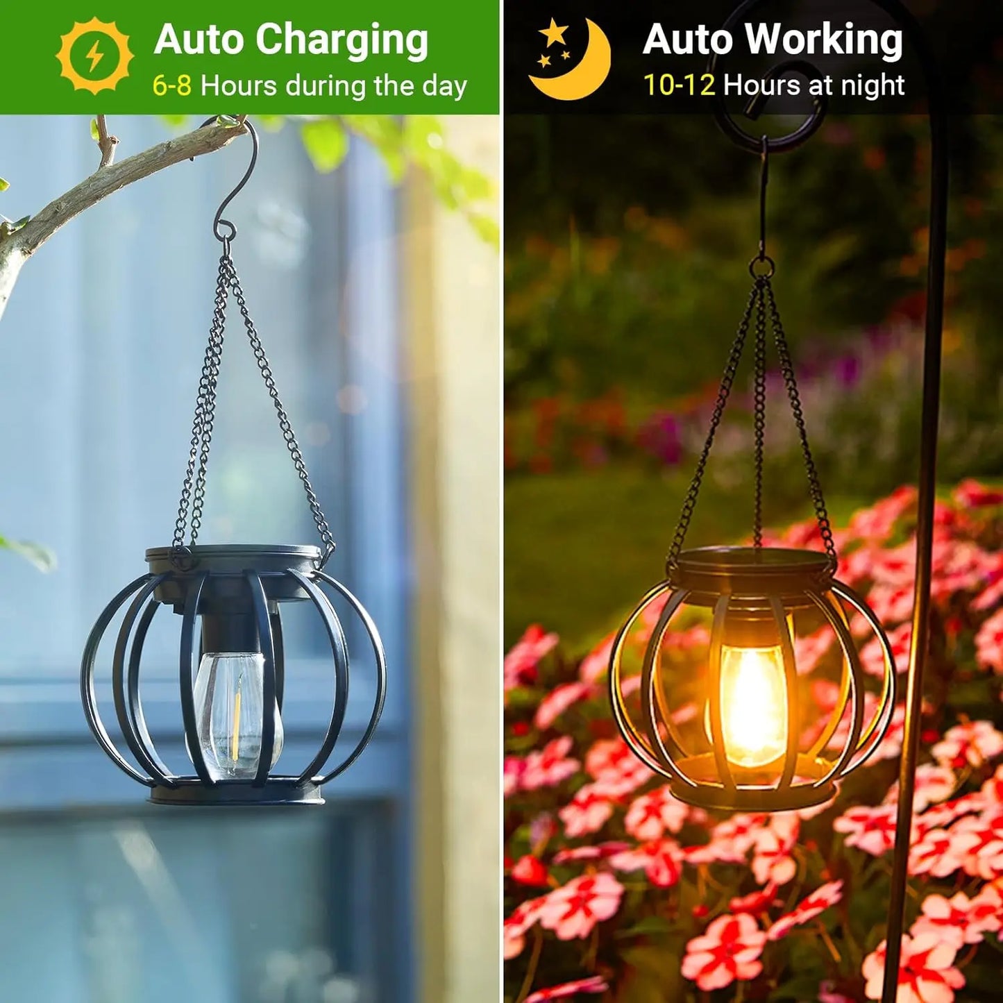 Orbicular Hanging Solar Lights, 2 Pack, Brighter, Outdoor, Auto On/Off , Yard, Garden, Patio, Pathway