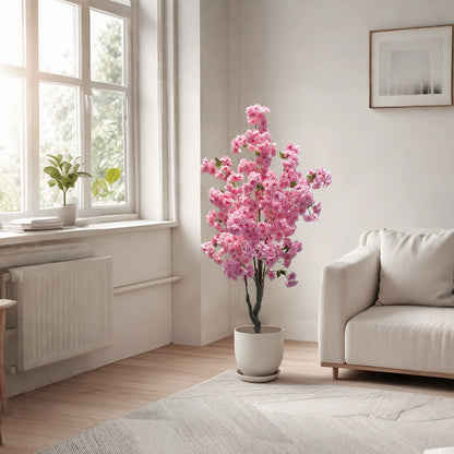 Artificial Cherry Blossom Tree 150cm Tall Decorative Faux Cherry Blossom Tree In Pot, For Home Indoor Corner Decor
