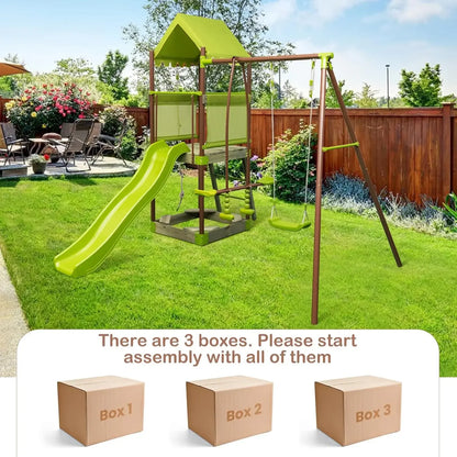 Heavy Duty Metal Swing Set, Glider, Swing, Outdoor Playset