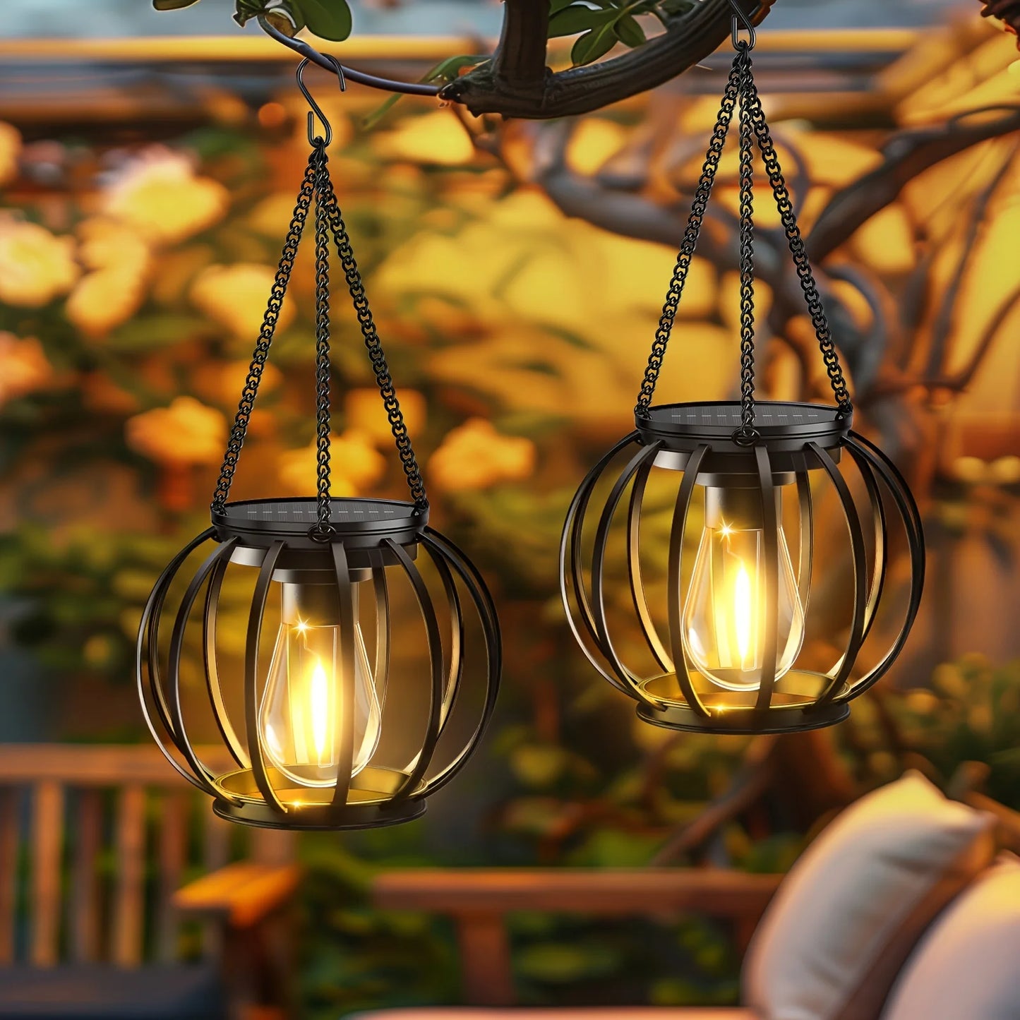 Orbicular Hanging Solar Lights, 2 Pack, Brighter, Outdoor, Auto On/Off , Yard, Garden, Patio, Pathway