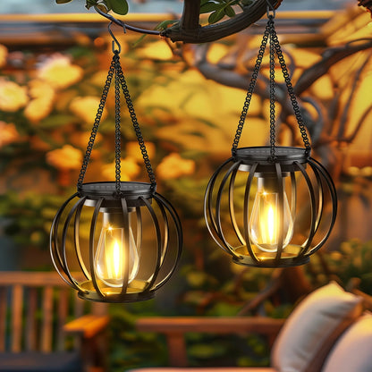 Orbicular Hanging Solar Lights, 2 Pack, Brighter, Outdoor, Auto On/Off , Yard, Garden, Patio, Pathway