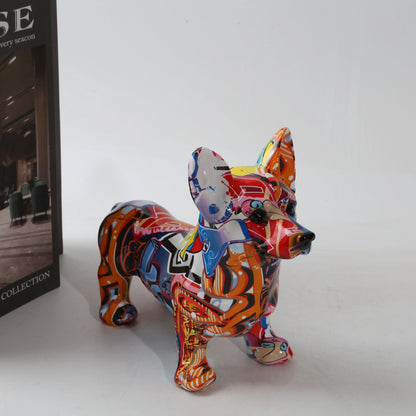 Nordic Art Graffiti Corgi Dog, Creative, Resin