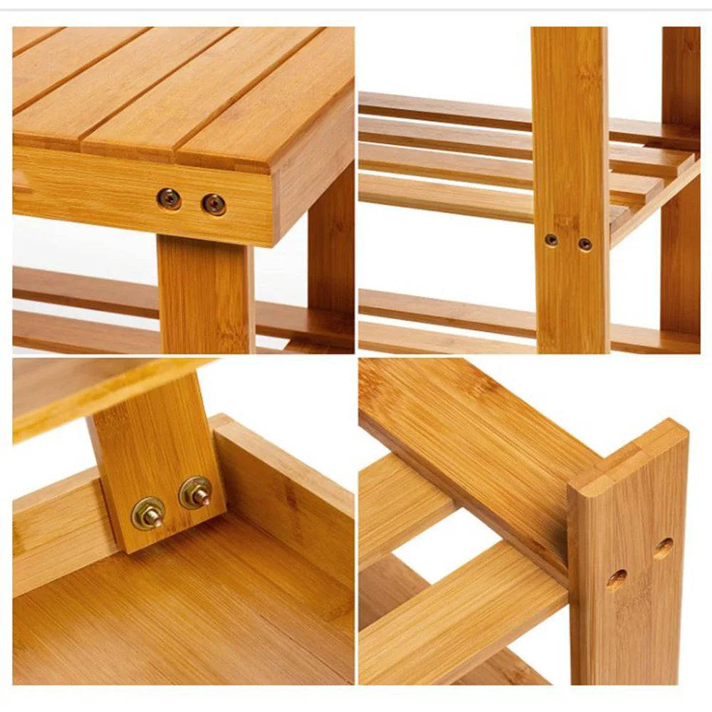 3-Tier Bamboo Entryway Rack, Storage, Organizer