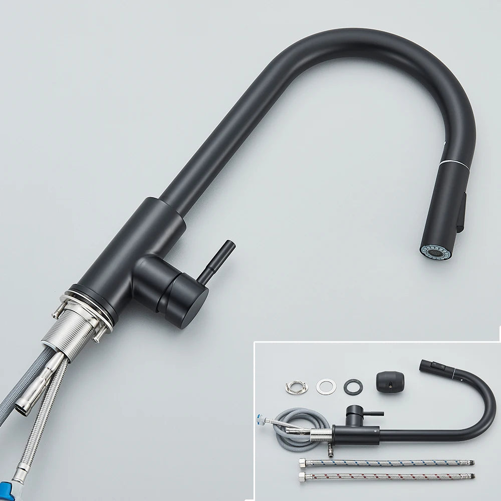 Kitchen Faucet, Two Function Single Handle, Pull Out, Deck Mounted