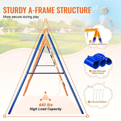 Swing Set, 440lbs Capacity, Heavy Duty Metal