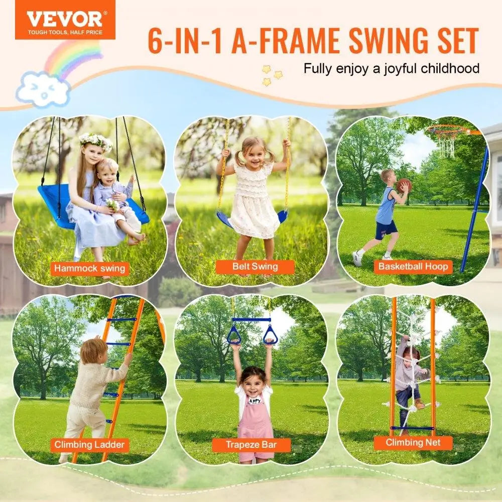 Swing Set, 440lbs Capacity, Heavy Duty Metal