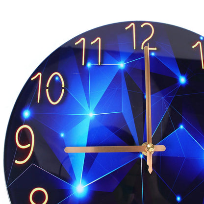12" Blue Diamond Wall Clock, Round, Modern Style