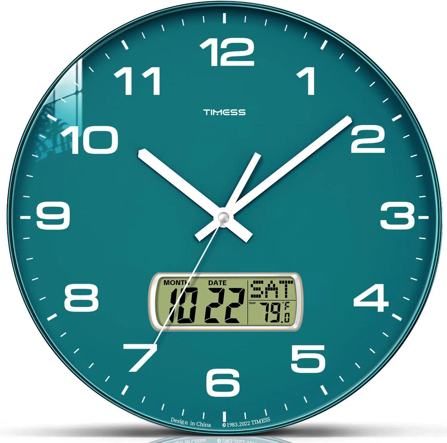Wall Clock, 3 Sizes, 4 Colors, Fahrenheit Temperature, Battery Operated