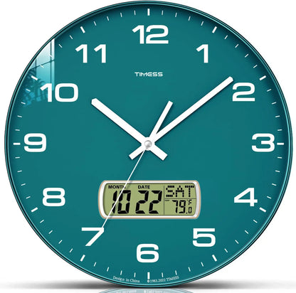 Wall Clock, 3 Sizes, 4 Colors, Fahrenheit Temperature, Battery Operated