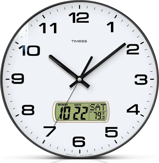 Wall Clock, 3 Sizes, 4 Colors, Fahrenheit Temperature, Battery Operated