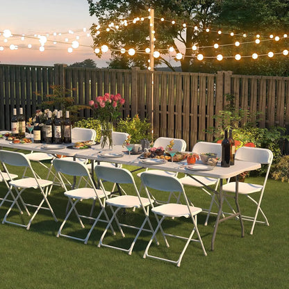 20 Pack White Folding Chairs, Plastic, Outdoor, Indoor, 350lb Capacity, Portable, ,Lightweight