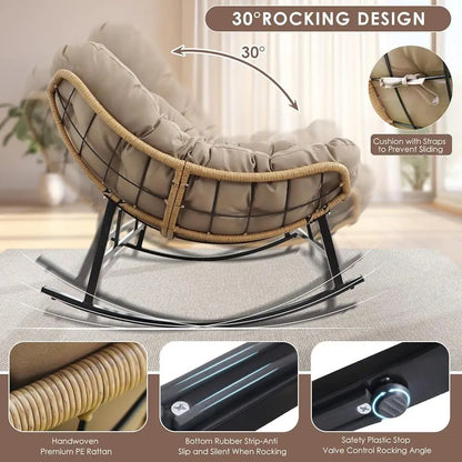 Double Rocking Loveseat, Indoor, Outdoor, Cushion, 700lbs Capacity, Ergonomic, Comfortable