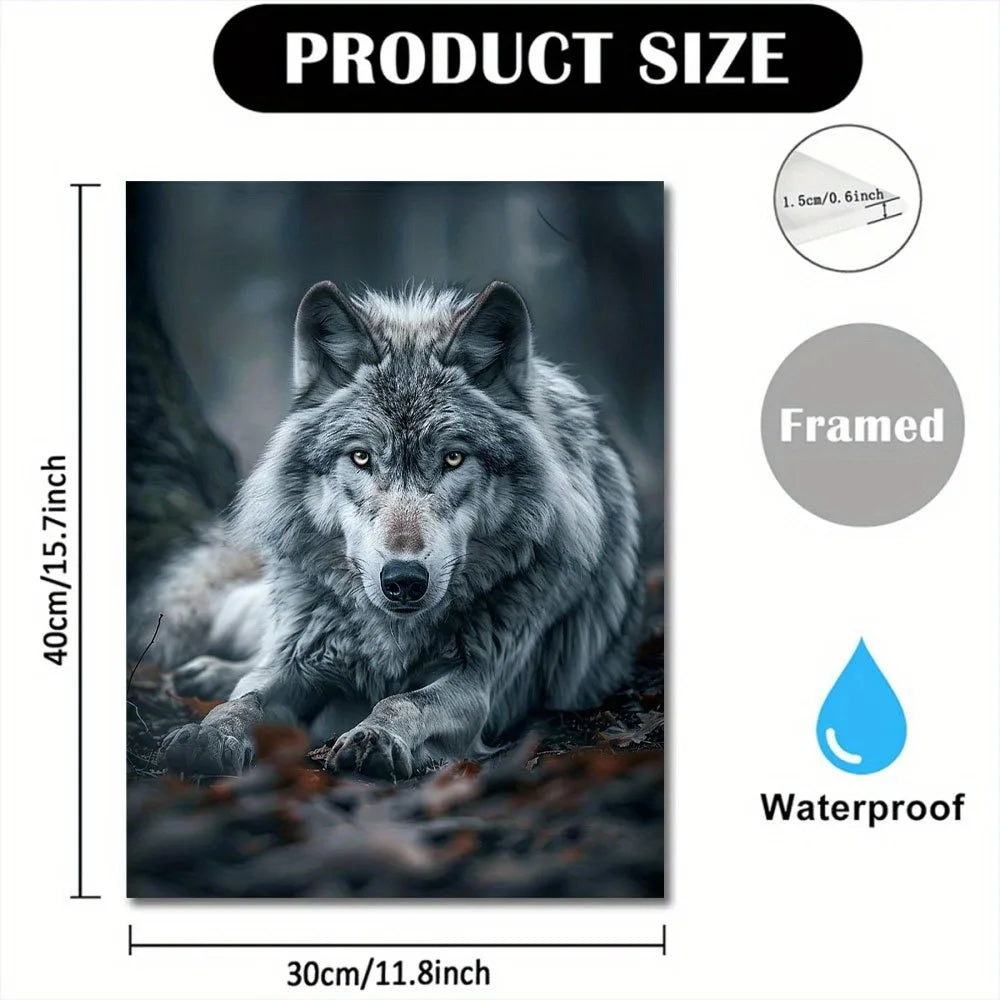 Gray Wolf Canvas Print, Wood Framed Wall Art
