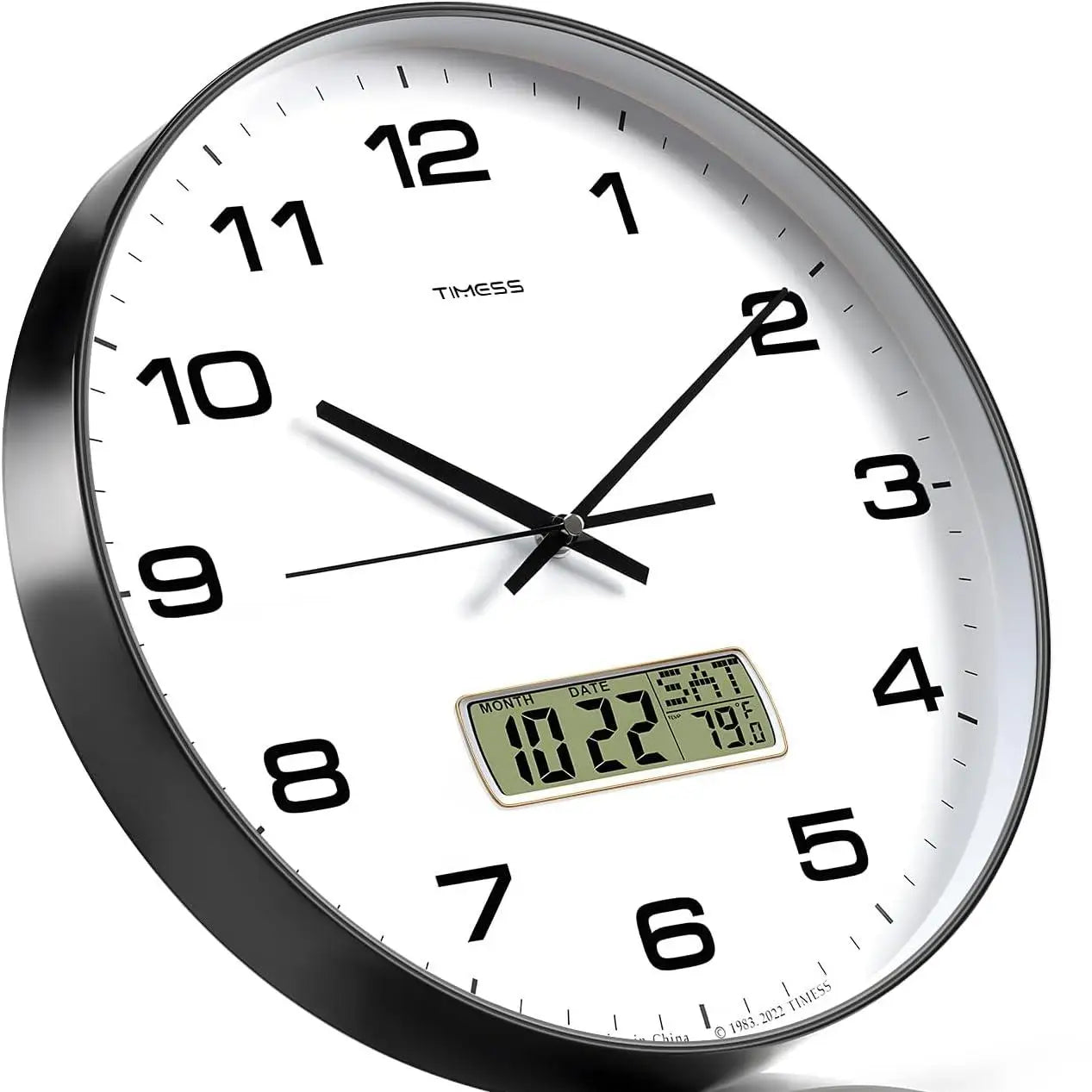 Wall Clock, 3 Sizes, 4 Colors, Fahrenheit Temperature, Battery Operated