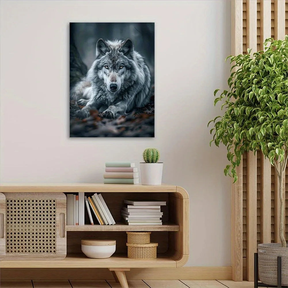 Gray Wolf Canvas Print, Wood Framed Wall Art