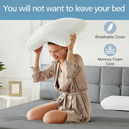 Standard Memory Foam Pillows, Ventilated, Cooling with Removable Washable Cover