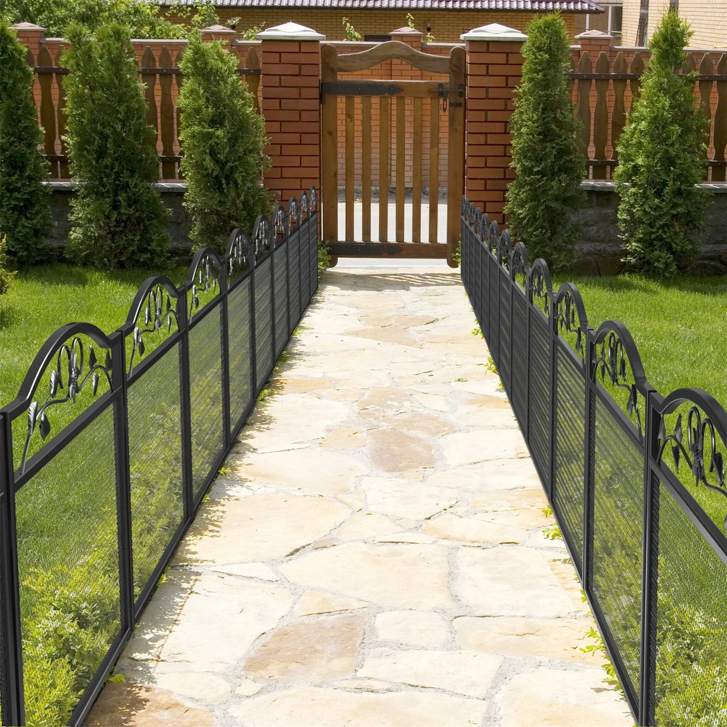 5 PCS Metal Garden Fence, Rustic, Animal Barrier