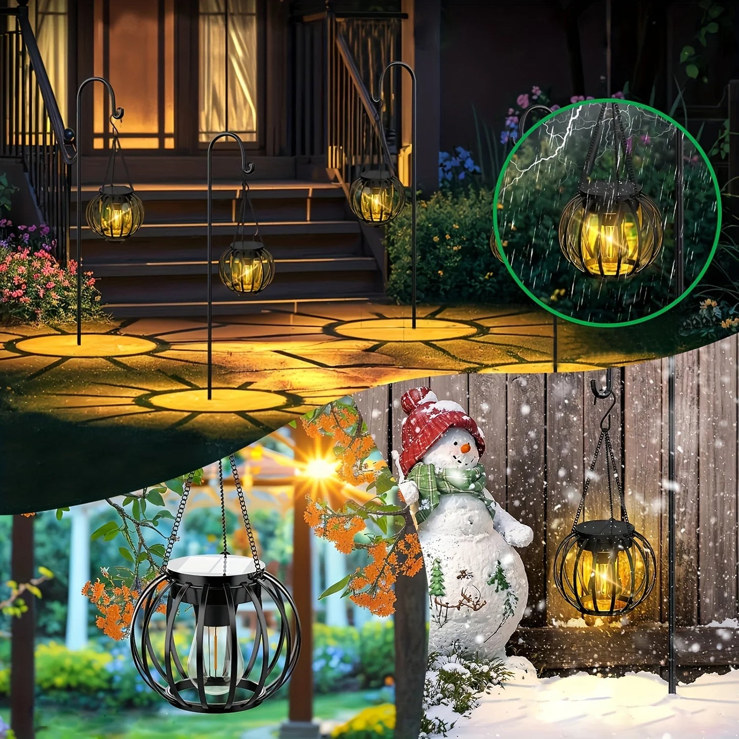 Orbicular Hanging Solar Lights, 2 Pack, Brighter, Outdoor, Auto On/Off , Yard, Garden, Patio, Pathway