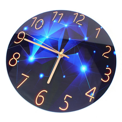 12" Blue Diamond Wall Clock, Round, Modern Style