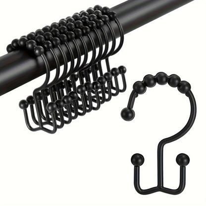 12pc Shower Curtain  Rings, Double Sided, Rust Proof, Durable