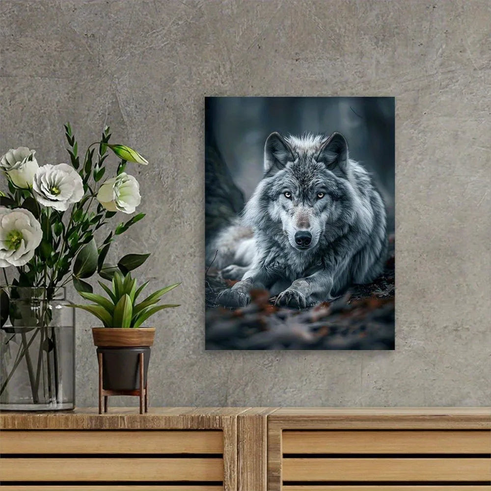 Gray Wolf Canvas Print, Wood Framed Wall Art