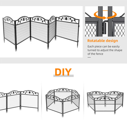 5 PCS Metal Garden Fence, Rustic, Animal Barrier