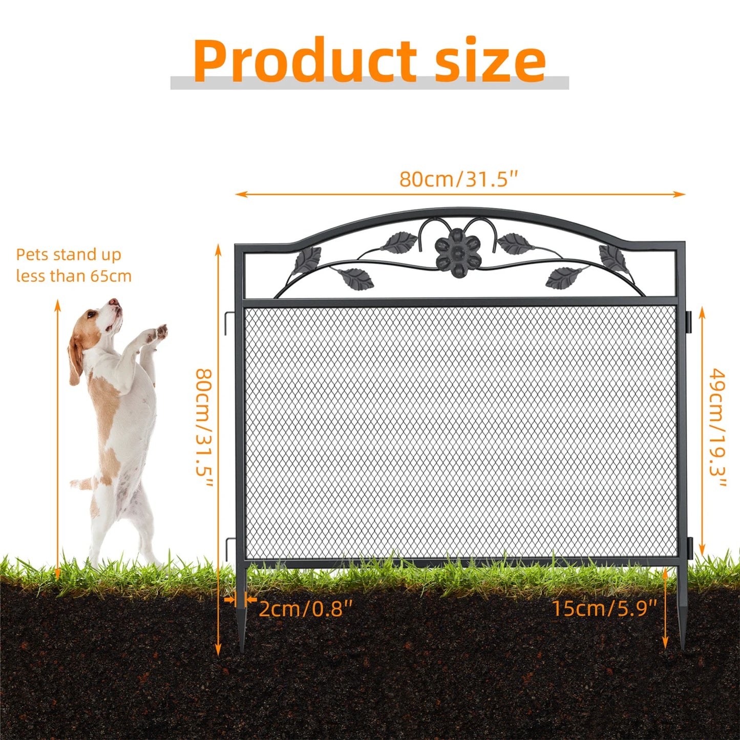 5 PCS Metal Garden Fence, Rustic, Animal Barrier