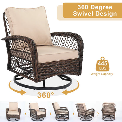 3 Pieces Patio Furniture Set, Outdoor, Swivel Gliders, Rocker, Wicker