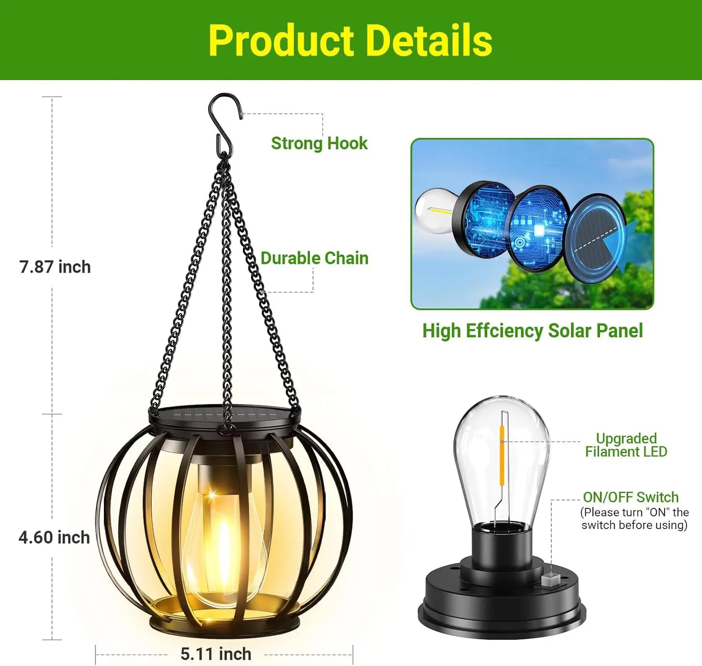 Orbicular Hanging Solar Lights, 2 Pack, Brighter, Outdoor, Auto On/Off , Yard, Garden, Patio, Pathway