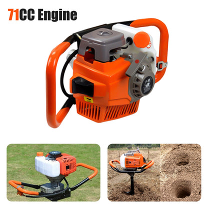 71CC Post Hole Digger, 2-Stroke, Gasoline, 2.3 kw, 0-300 rpm, Bits Not Included