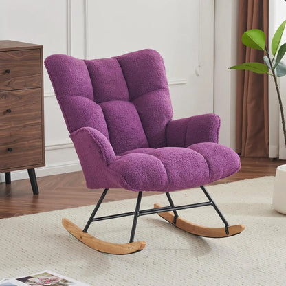 Rocking Chair, Upholstered Baby Fluffy Glider For Adults Small Spaces