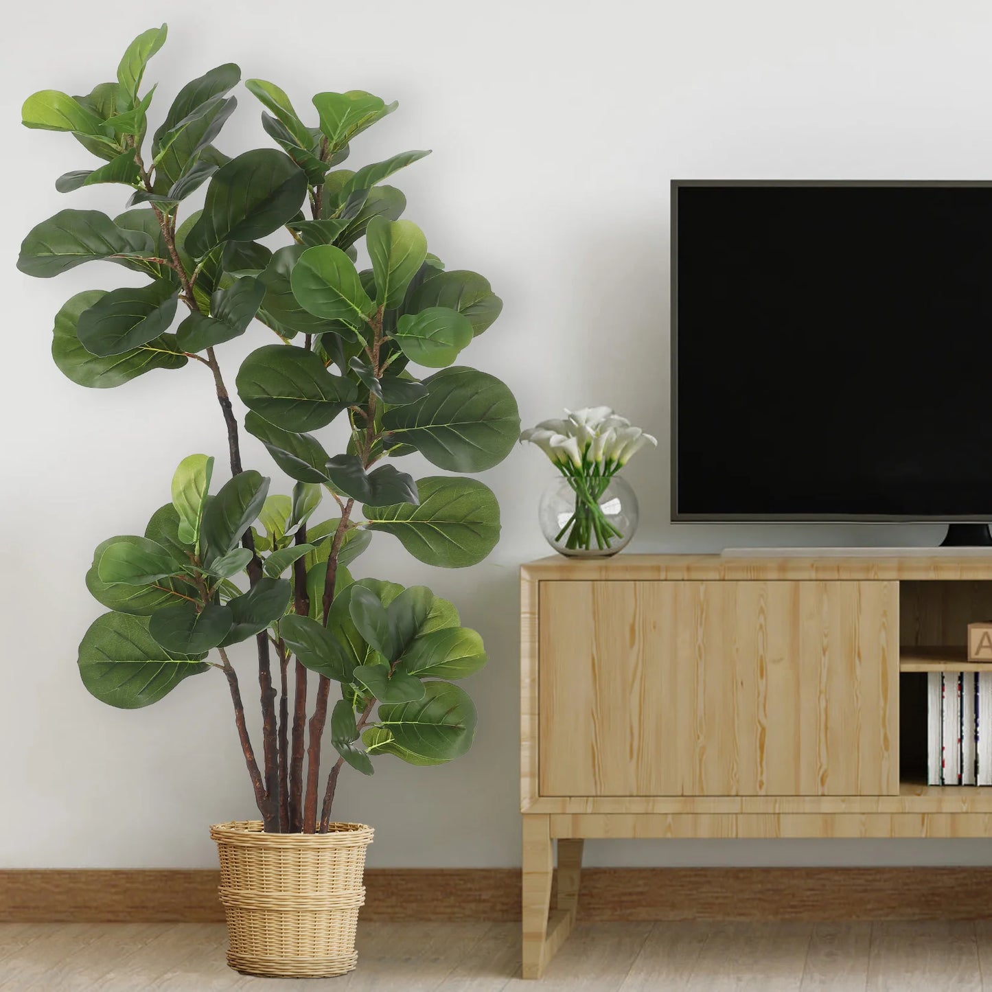 Artificial Fig Leaf Tree, 2 Different Sizes. 72 Leaves. Pot Included, Indoor ,Outdoor