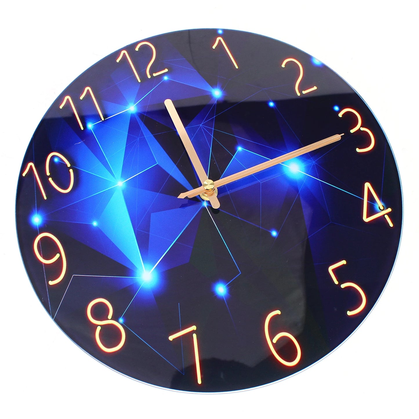 12" Blue Diamond Wall Clock, Round, Modern Style