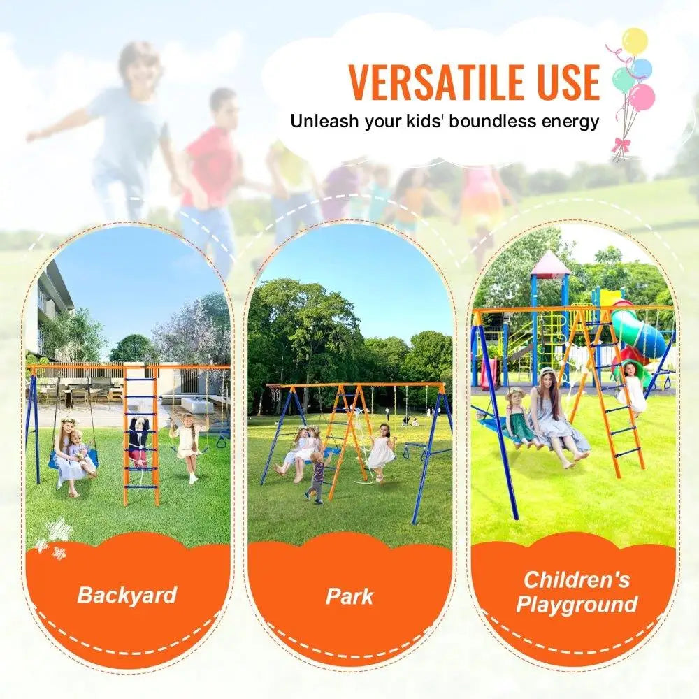 Swing Set, 440lbs Capacity, Heavy Duty Metal