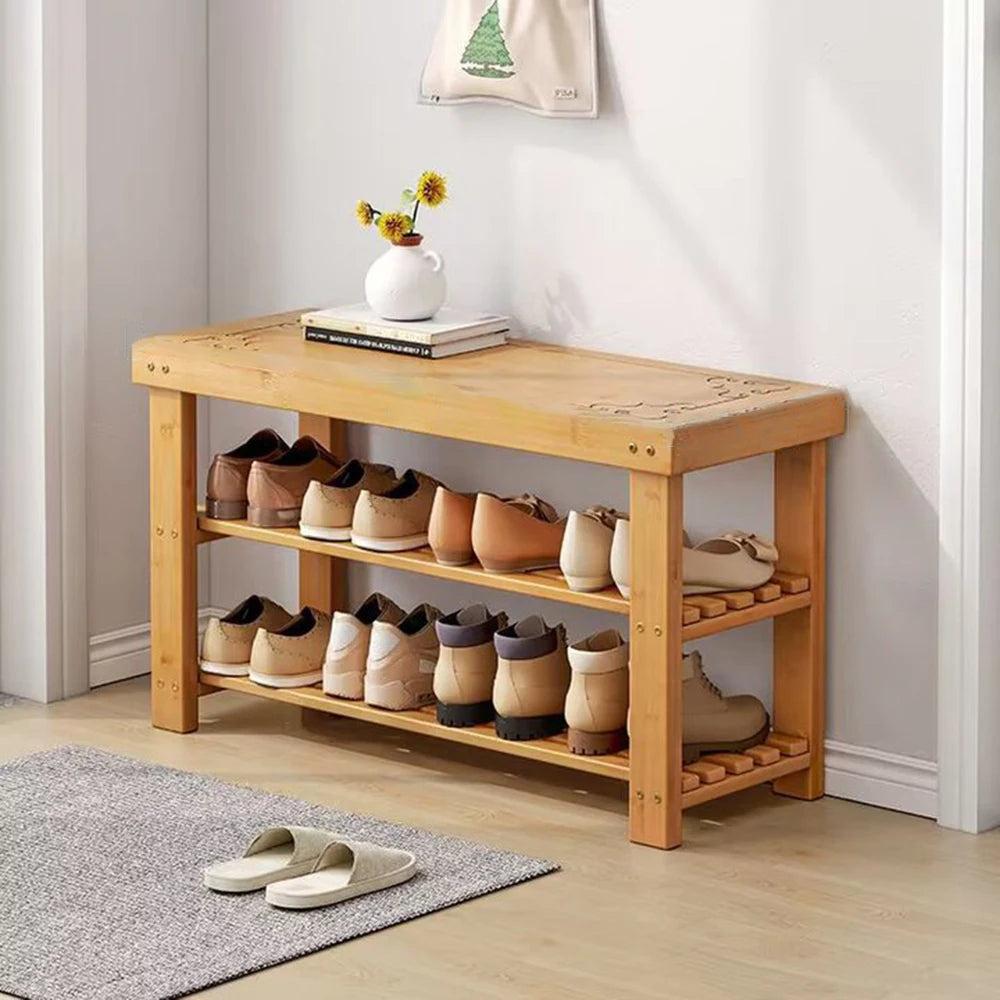 3-Tier Bamboo Entryway Rack, Storage, Organizer