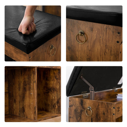 Shoe Storage Bench, Padded Cushion, Entryway, Flip-Open Storage Box