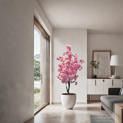 Artificial Cherry Blossom Tree 150cm Tall Decorative Faux Cherry Blossom Tree In Pot, For Home Indoor Corner Decor