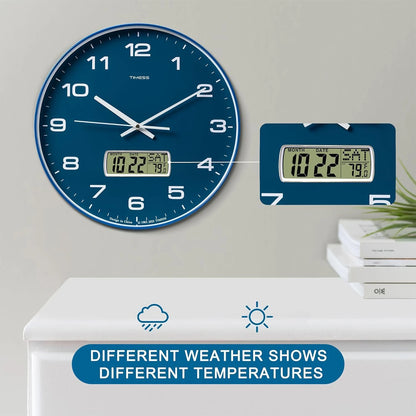 Wall Clock, 3 Sizes, 4 Colors, Fahrenheit Temperature, Battery Operated