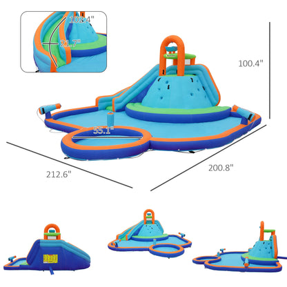 Inflatable Water Park, Trampoline, Slide, Outdoor, Sprinkler, Target Games, Water Gun, Blower